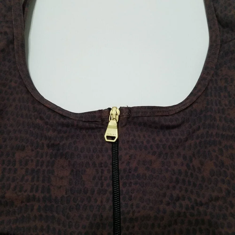 Varley Snake Print Animal Print Unlined Zip Up Sports Bra Size S